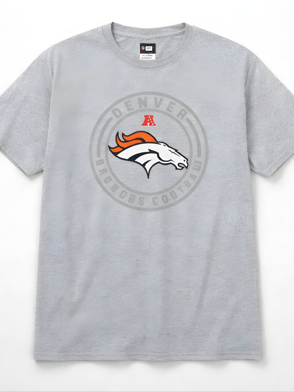 Team Apparel Light Gray Tee with Orange and White Broncos Emblem